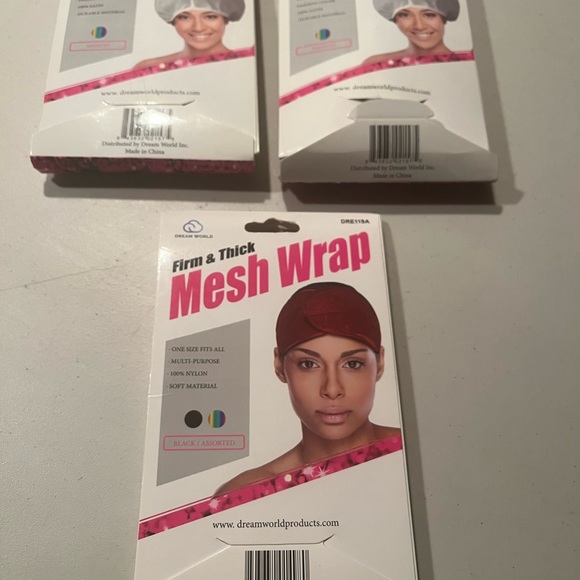 Red Mesh Hair Wrap. Satin bonnet lot - Picture 2 of 2